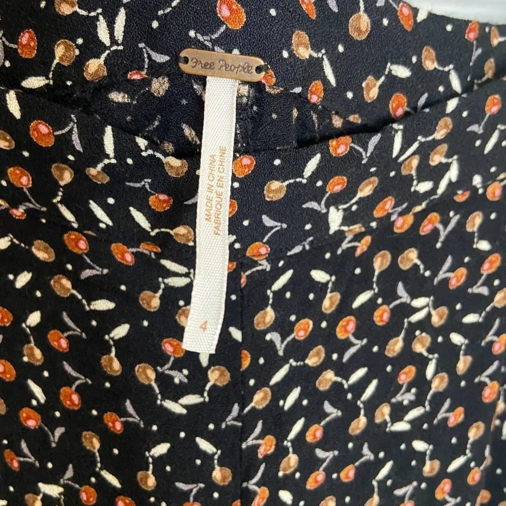 Free People Black Easy Peasy Cherry Crepe Wide Leg-sz 4 - Picture 6 of 8